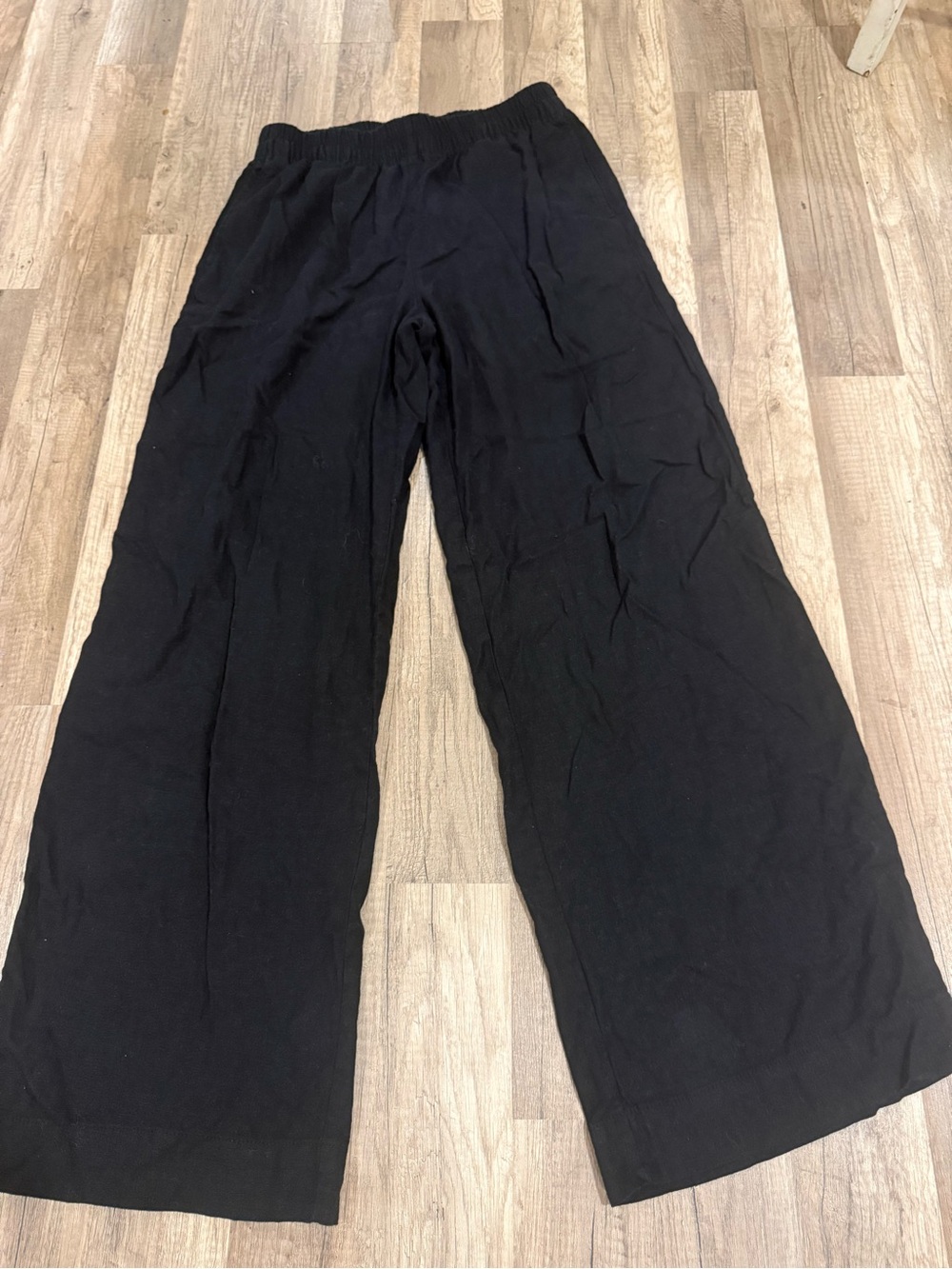 Women's Black Wide-Leg Linen Pants